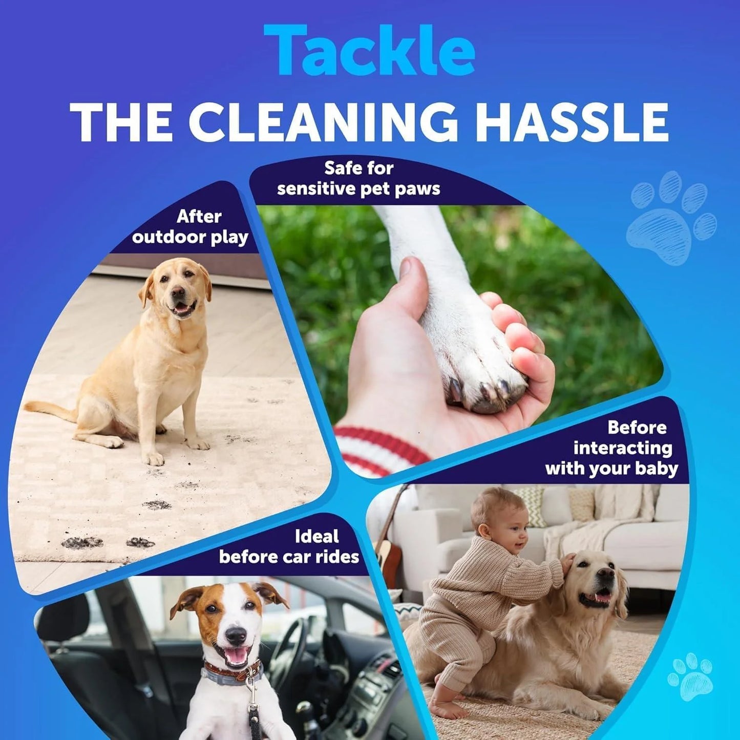 Dog Paw Cleaner with Silicone Brush & No-Rinse Foaming Cleanser (5 fl oz) – Easy, Mess-Free Cleaning