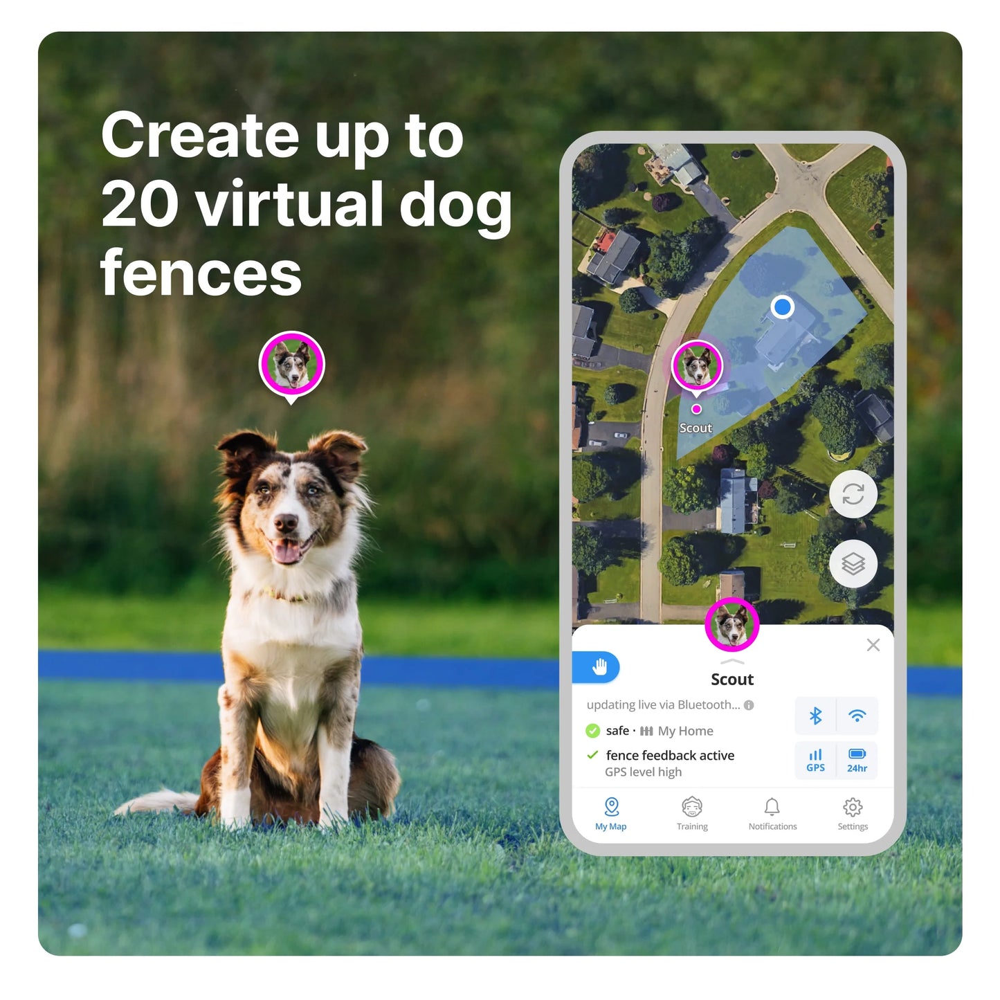 3 - Wireless GPS Dog Fence & Training Collar with Real-Time Tracking
