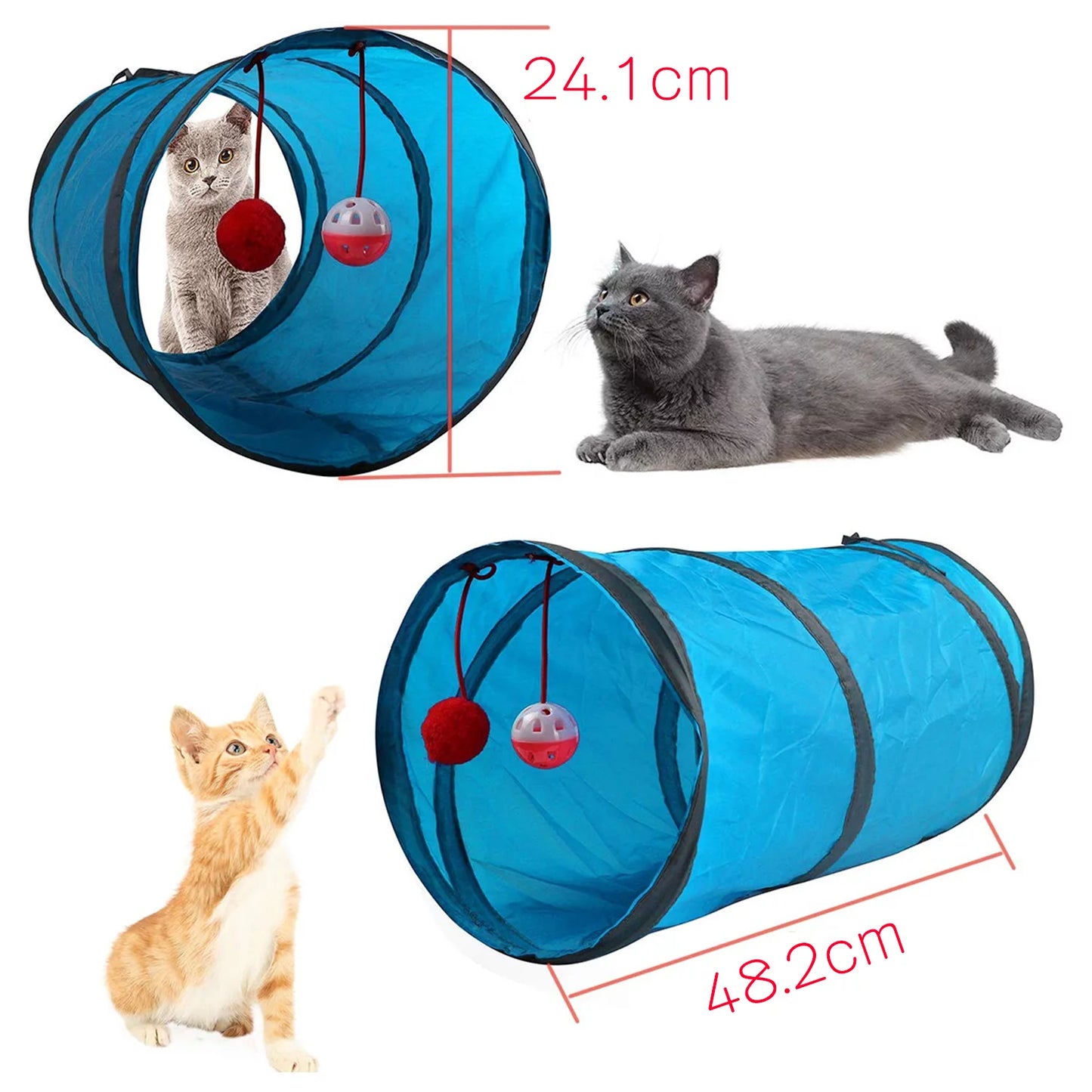 12-Piece Interactive Cat Toy Set – Feather Wands & Tunnel Fun (2-Pack, Multicolor)