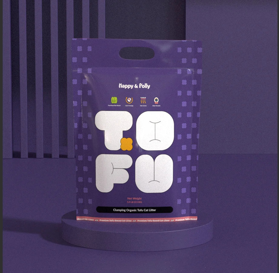 Happy&Polly Tofu Cat Litter-Clumping 100% Organic Tofu Cat Litter