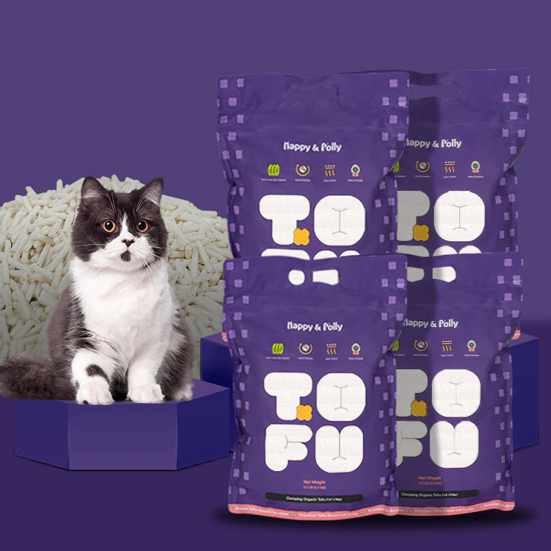 Happy&Polly Tofu Cat Litter-Clumping 100% Organic Tofu Cat Litter