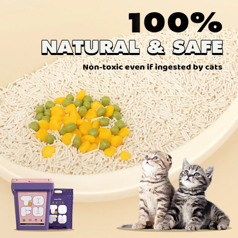 Happy&Polly Tofu Cat Litter-Clumping 100% Organic Tofu Cat Litter