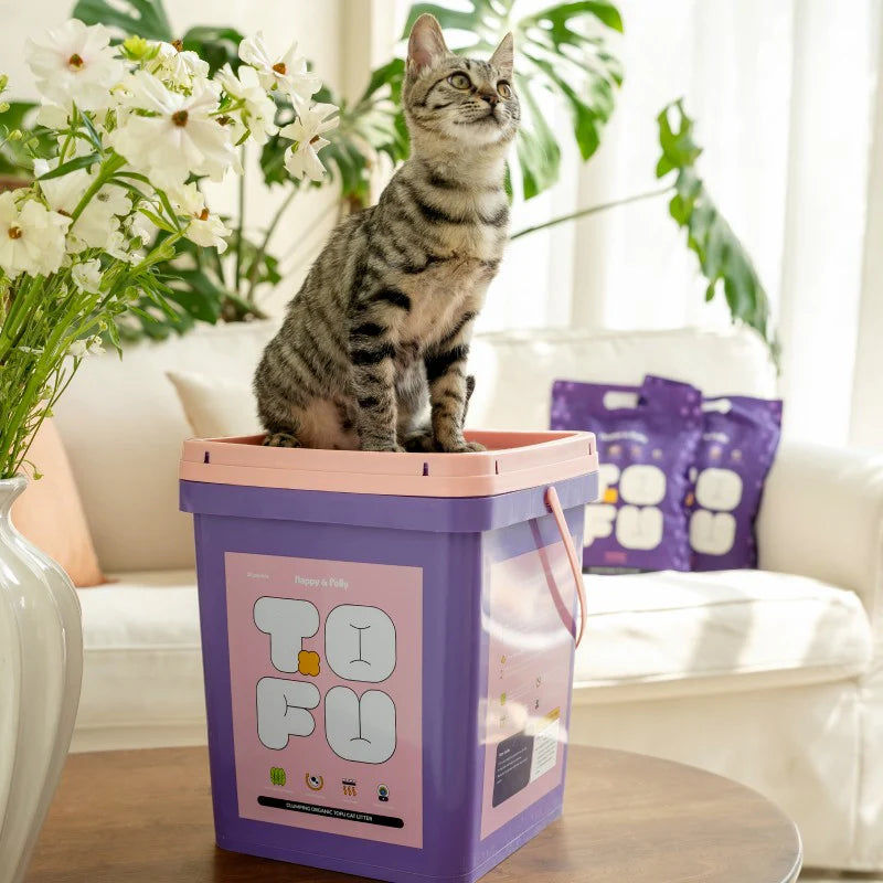Happy&Polly Tofu Cat Litter-Clumping 100% Organic Tofu Cat Litter