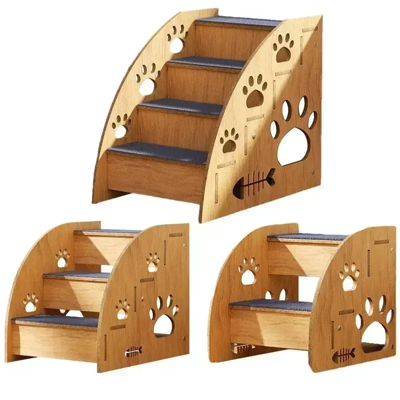 Wooden Pet Stairs for Bed – Non-Slip Dog Steps & Ramp for Small and Medium Pets, Safe Climbing Access to High Beds