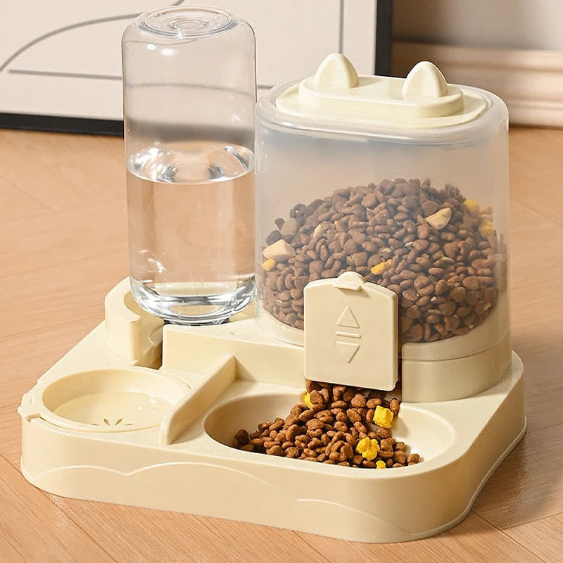 2-in-1 Pet Feeding Station – Automatic Food Storage Dispenser & Water Bowl