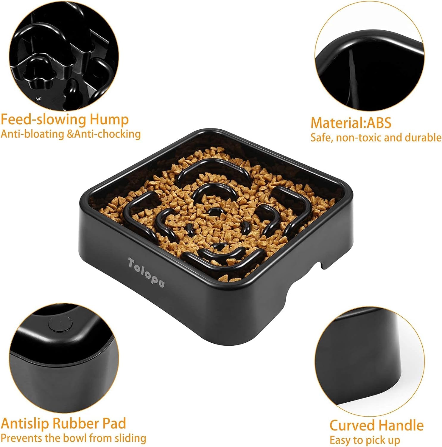 XL Slow Feeder Dog Bowl – 10-Cup Anti-Gulping & Anti-Choking Design (Black)