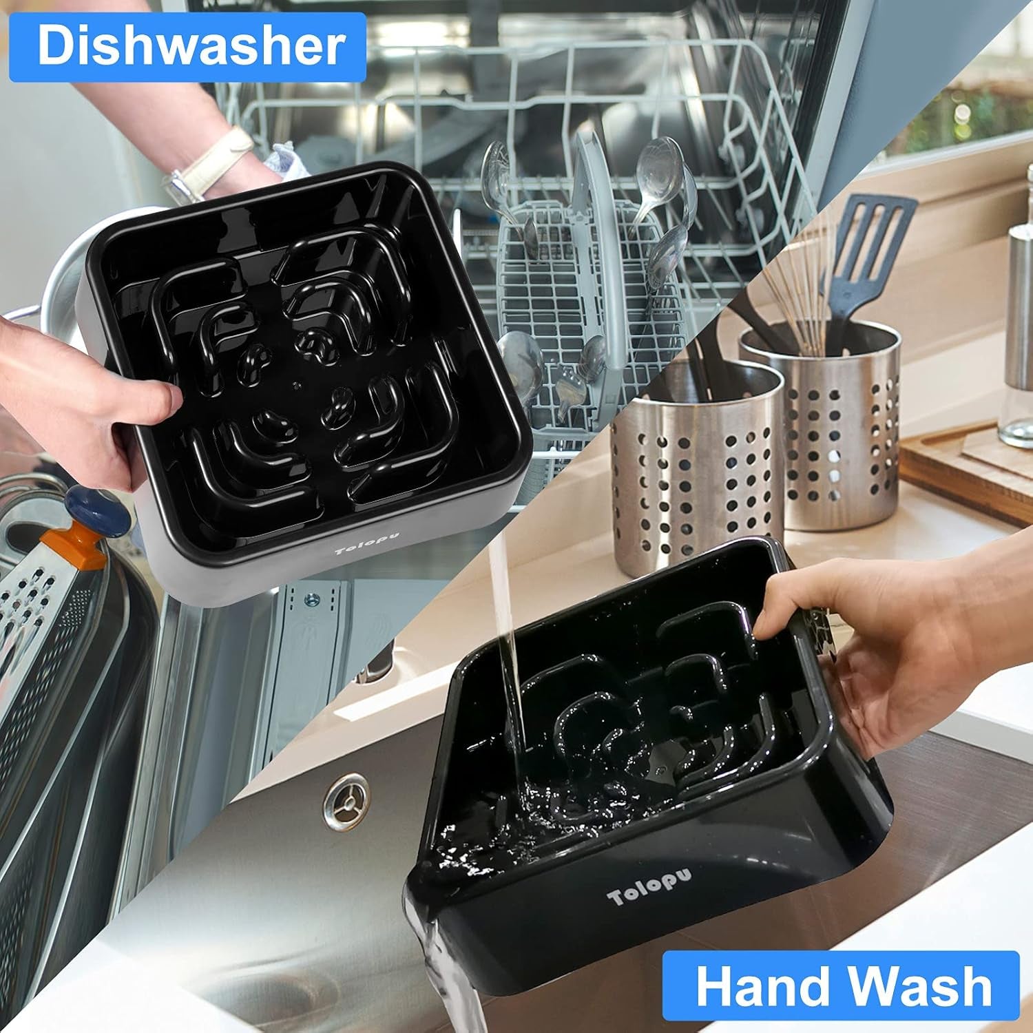 XL Slow Feeder Dog Bowl – 10-Cup Anti-Gulping & Anti-Choking Design (Black)