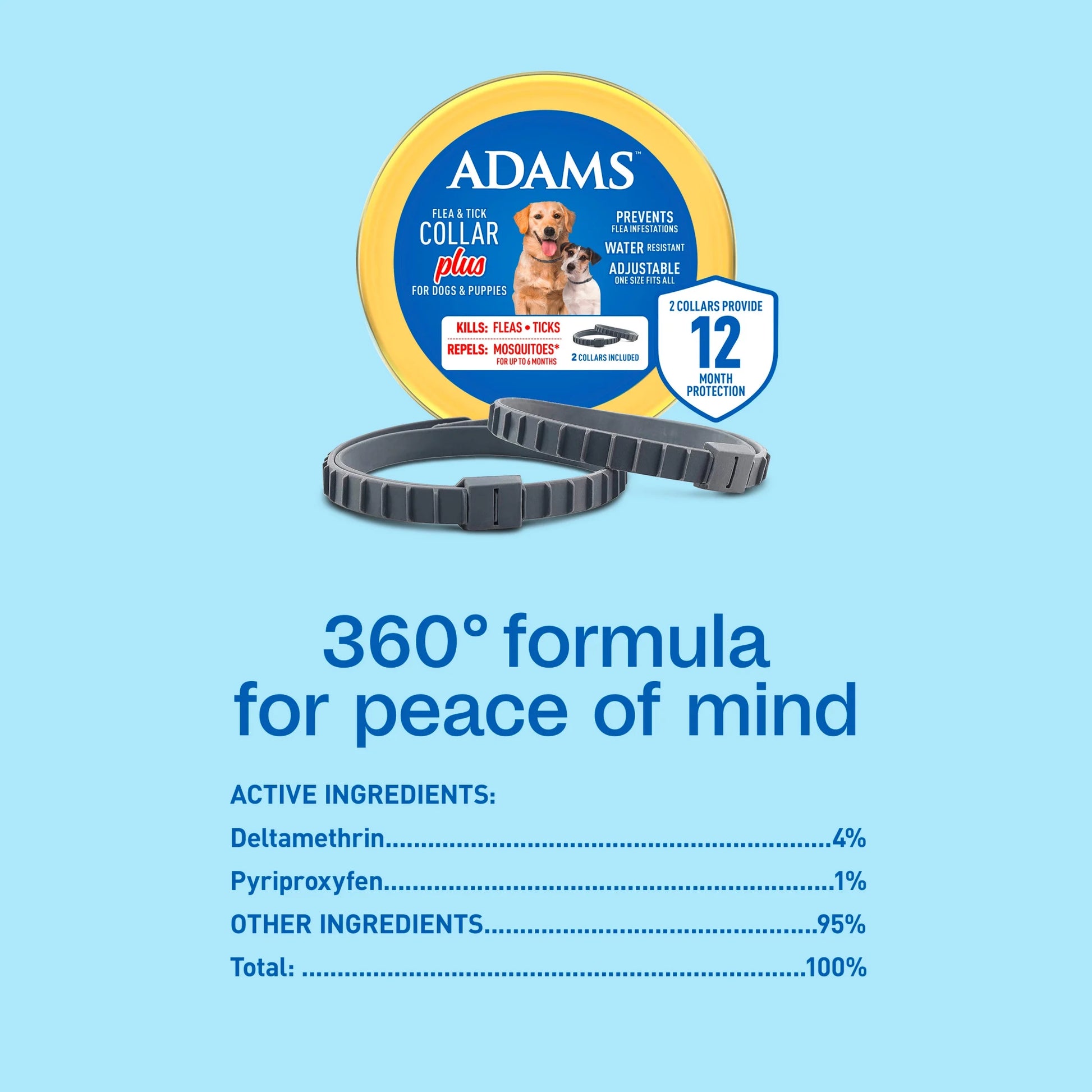 Flea & Tick Collar for Dogs & Puppies – 2 Pack, 12-Month Protection, Adjustable One-Size Fit, Repels Fleas, Ticks & Mosquitoes (Not for Sale in CA)