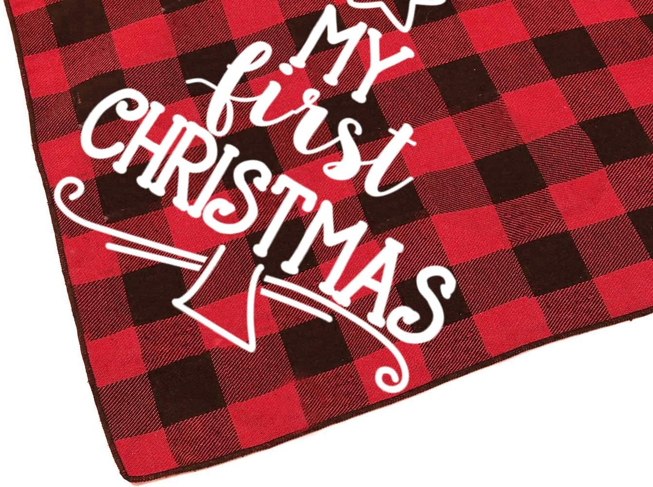 Dog’s First Christmas Bandana – Red Plaid Holiday Puppy Scarf