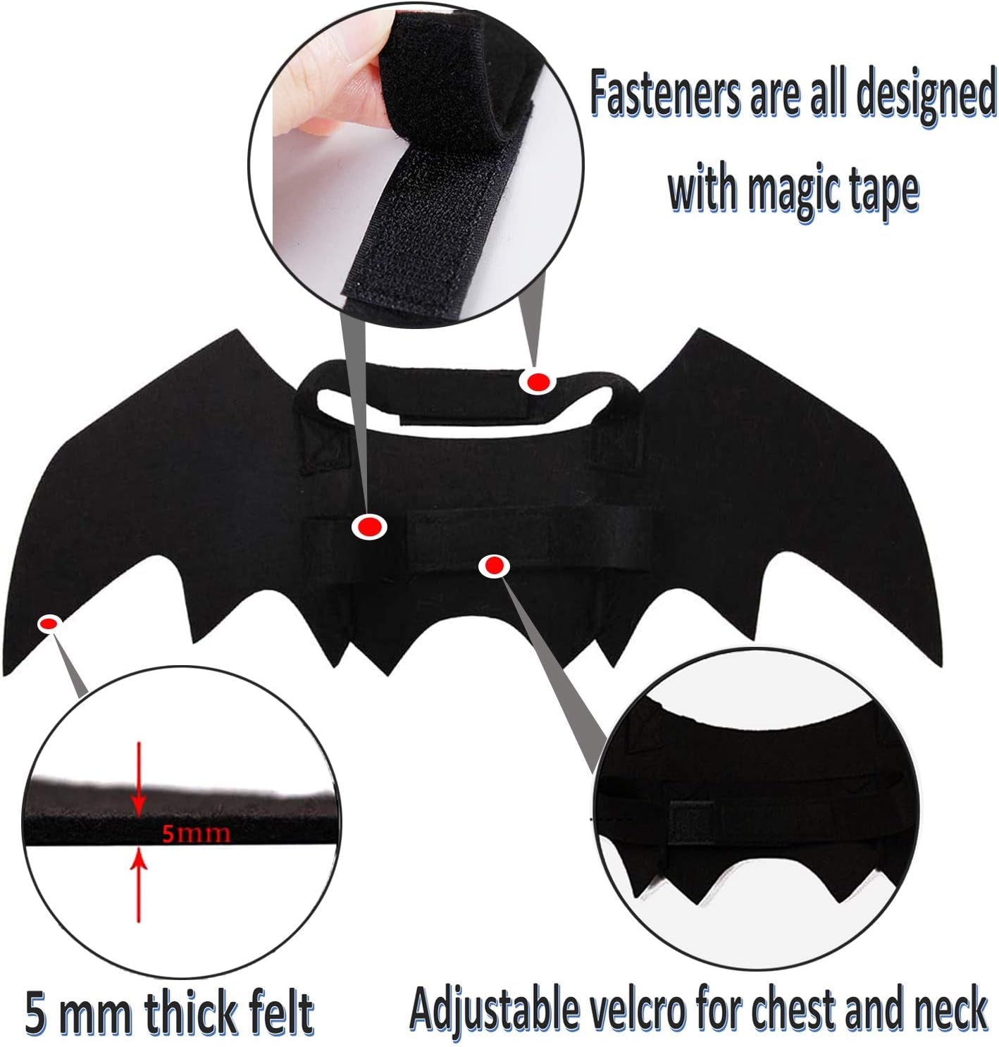 Halloween Pet Bat Wings – Funny Cosplay Costume for Small, Medium & Large Dogs & Cats (Size L)