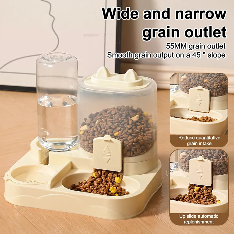 2-in-1 Pet Feeding Station – Automatic Food Storage Dispenser & Water Bowl