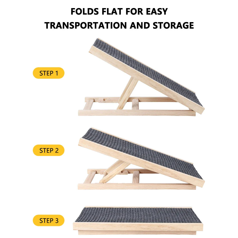 Adjustable Folding Pet Ramp – Portable Small Dog & Cat Ramp for Couch, Bed, or Car