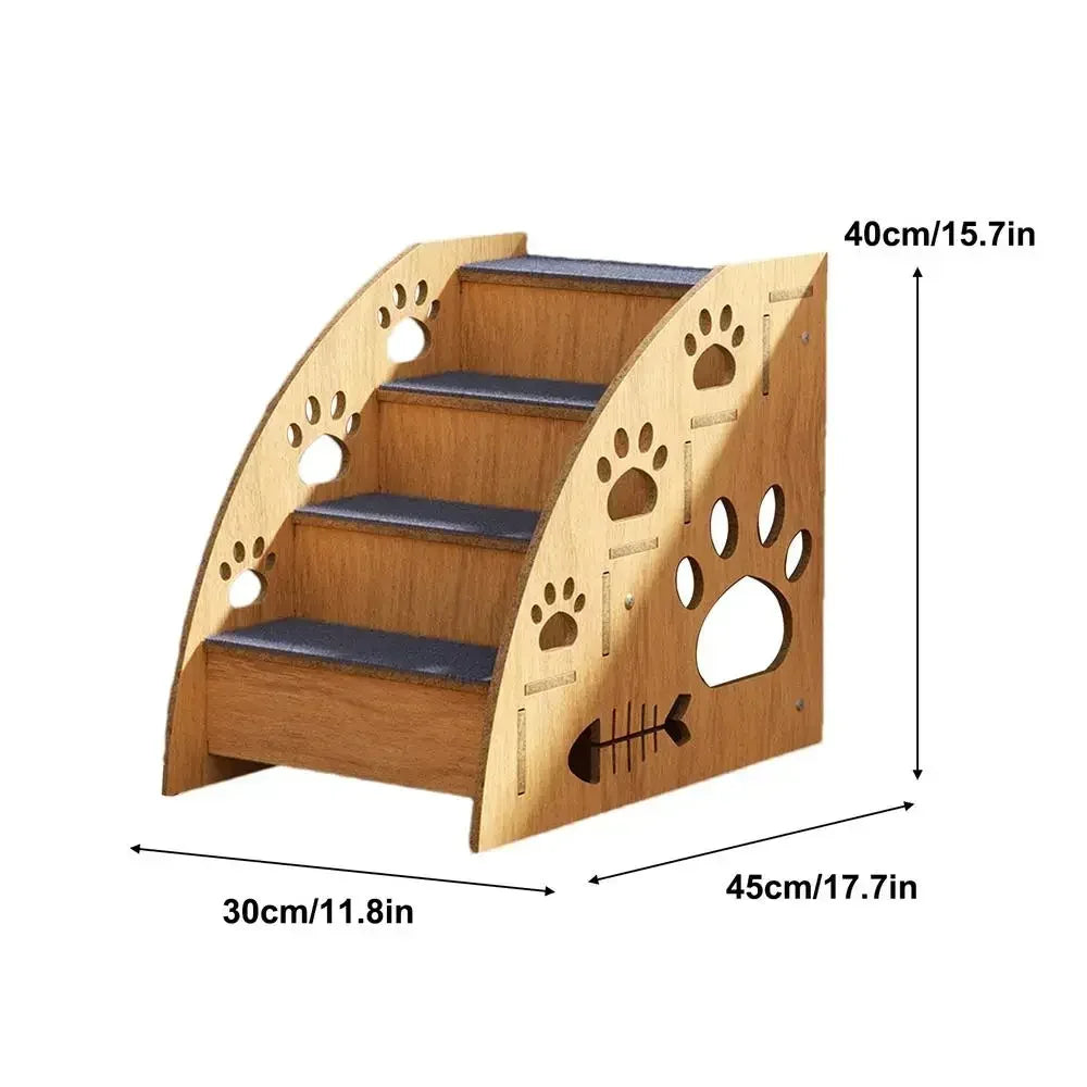 Wooden Pet Stairs for Bed – Non-Slip Dog Steps & Ramp for Small and Medium Pets, Safe Climbing Access to High Beds