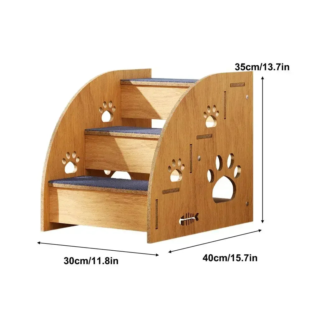 Wooden Pet Stairs for Bed – Non-Slip Dog Steps & Ramp for Small and Medium Pets, Safe Climbing Access to High Beds