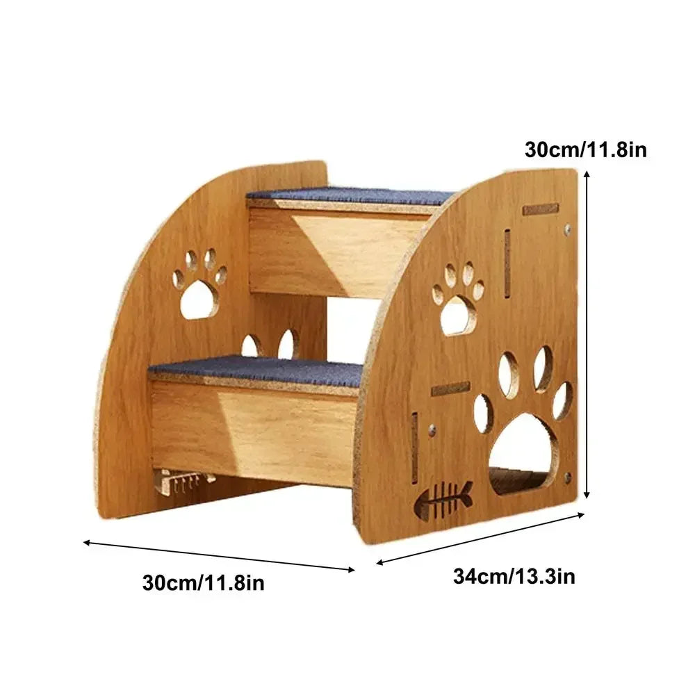 Wooden Pet Stairs for Bed – Non-Slip Dog Steps & Ramp for Small and Medium Pets, Safe Climbing Access to High Beds