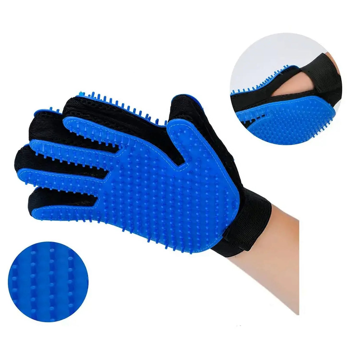 Pet Grooming Gloves for Dogs & Cats – 1 Pair Blue Deshedding Mitts, Hair Remover & Massage Brush