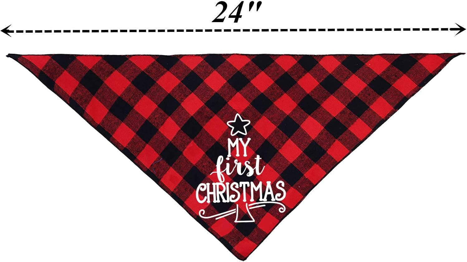 Dog’s First Christmas Bandana – Red Plaid Holiday Puppy Scarf