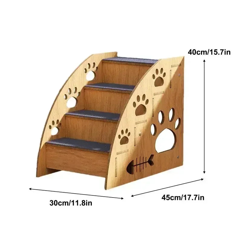 Wooden Pet Stairs for Bed – Non-Slip Dog Steps & Ramp for Small and Medium Pets, Safe Climbing Access to High Beds