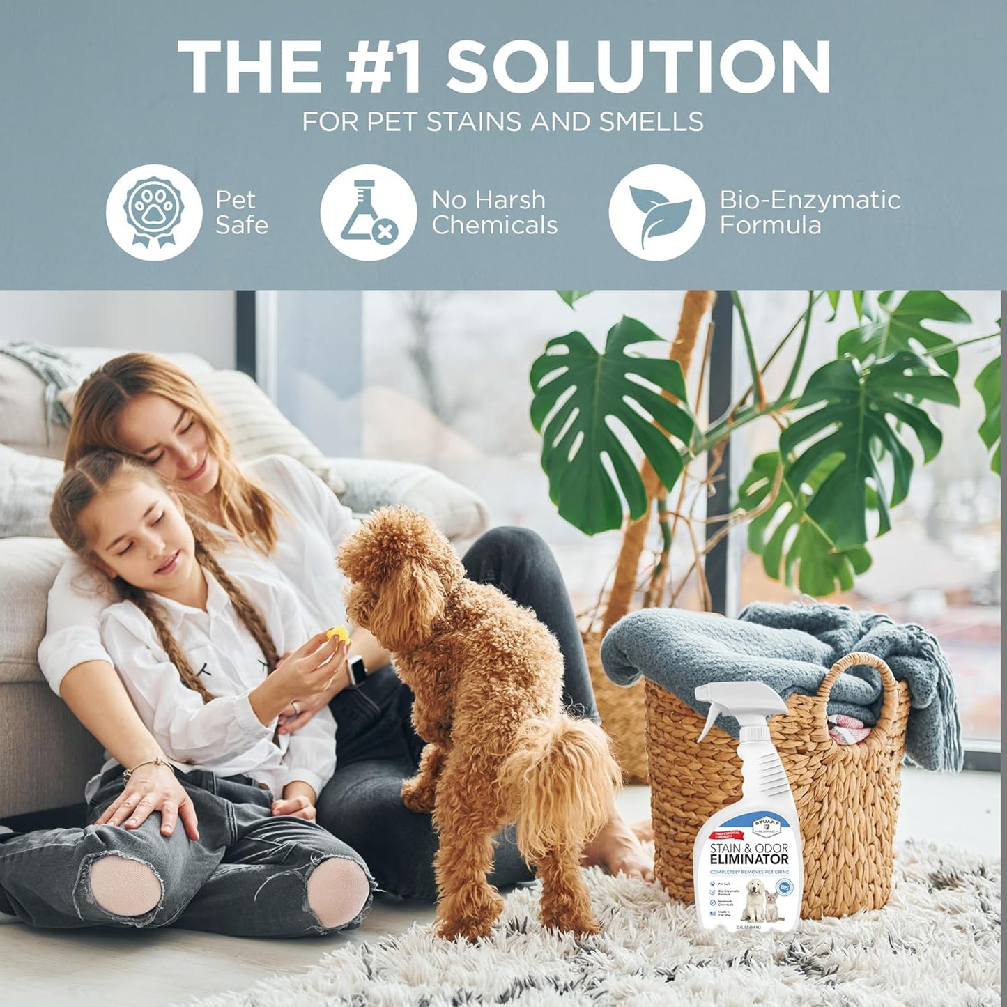 Pro-Strength Pet Stain & Odor Eliminator – Enzymatic Urine Cleaner for Dogs & Cats (32 oz.)