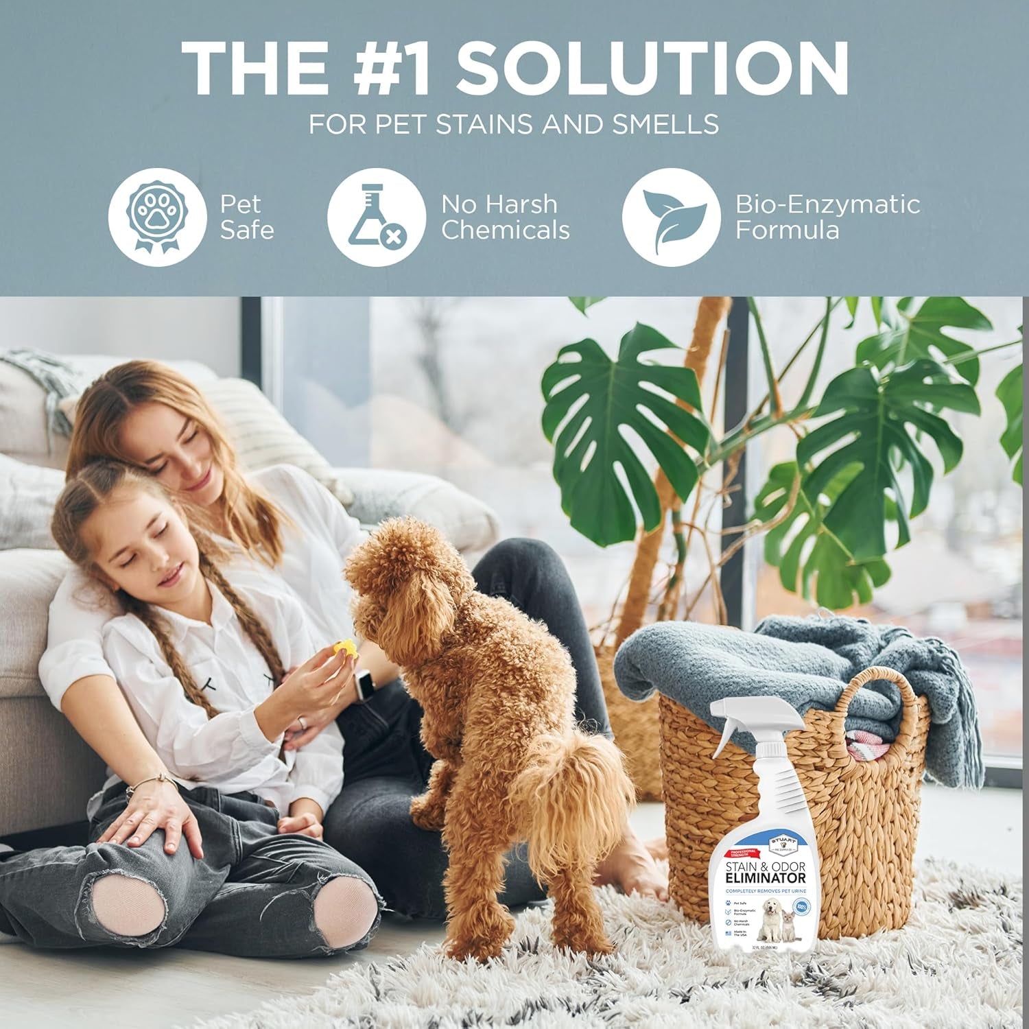 Pro-Strength Pet Stain & Odor Eliminator – Enzymatic Urine Cleaner for Dogs & Cats (32 oz.)